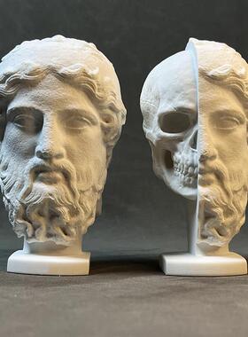 个性复古罗马艺术石膏雕塑书架装饰书靠书挡商业软装酒柜桌面摆件