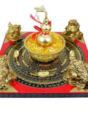 纯铜聚财阵葫芦龙龟金蟾貔貅罗盘麒麟风水聚宝盆招财家居店铺摆件