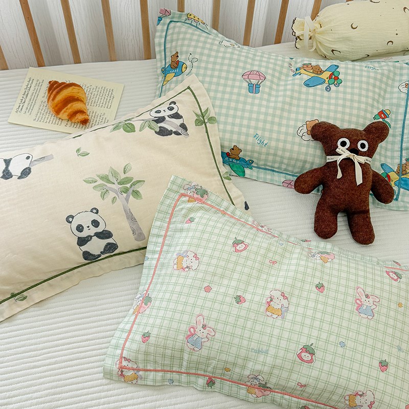 A类双层纱儿童枕套30x50单个幼儿园宝宝全棉花枕头枕芯套