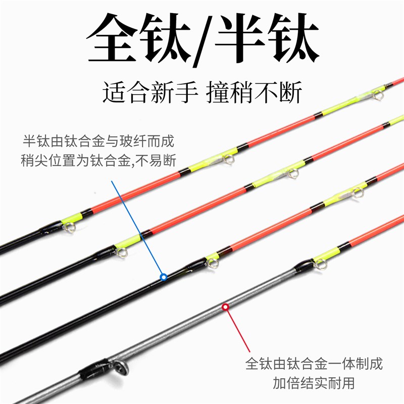 桥筏竿稍新款筏钓筏竿竿稍高灵敏半钛全钛光纤夜光竿稍灯超硬