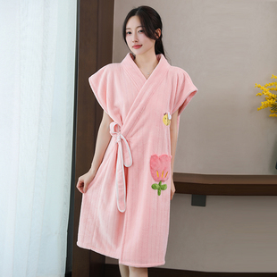 浴巾女可穿可裹巾浴袍式大人家用洗澡非纯棉吸水速干睡袍2023新款