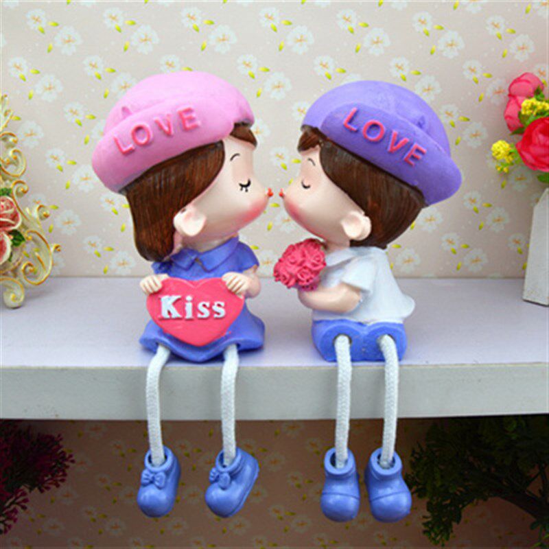 家居客厅装饰婚房装饰墙壁挂件卡通可爱情侣吊脚娃娃小礼品摆件