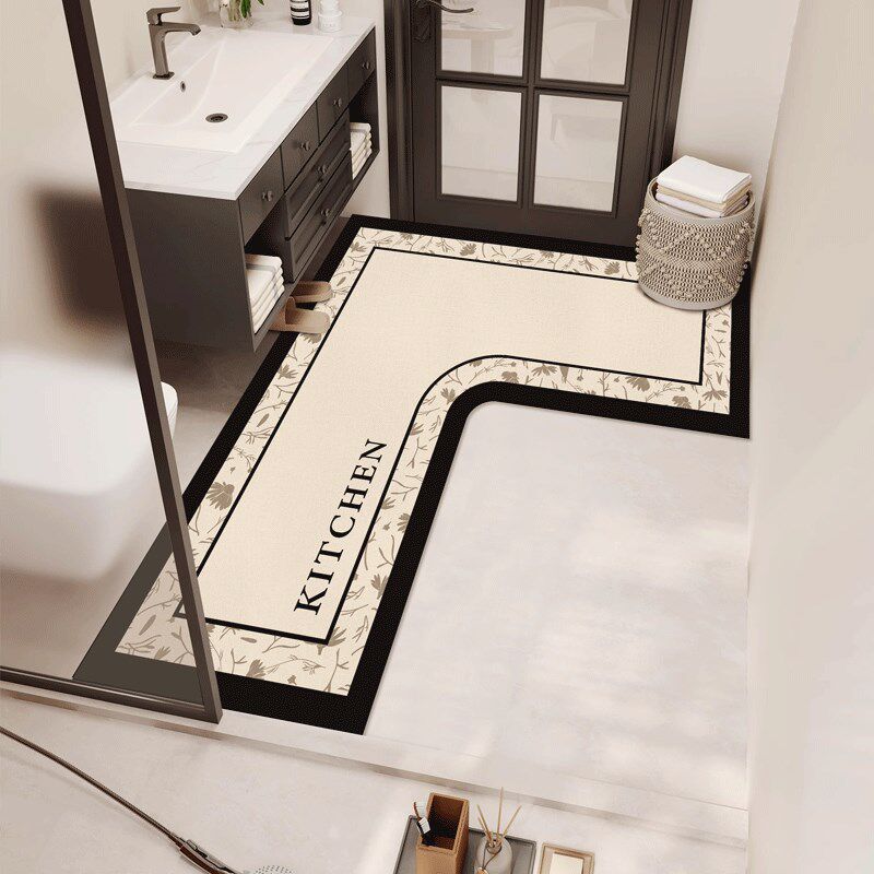 7字型浴室专用地垫L型拐角卫生间吸水防滑脚垫耐脏厕所硅藻泥地毯