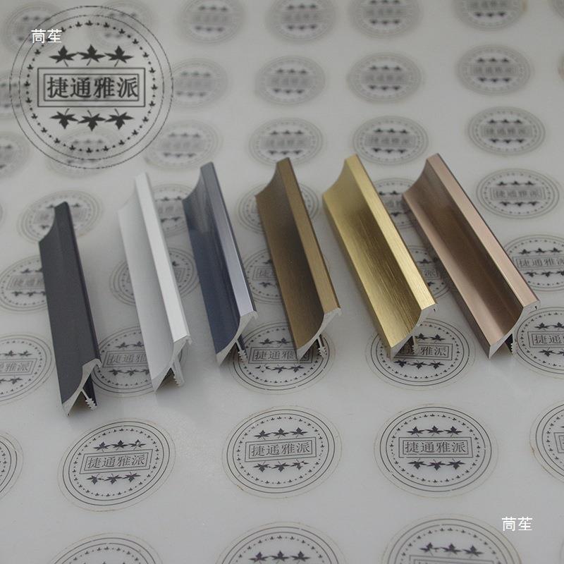 加厚铝合金斜边拉手卫柜门板45度斜边拉手钛金拉丝隐形封边拉手图片