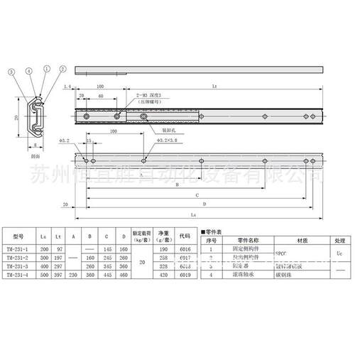 进口枥木屋小型抽屉滑轨TM-231抽屉滑轨