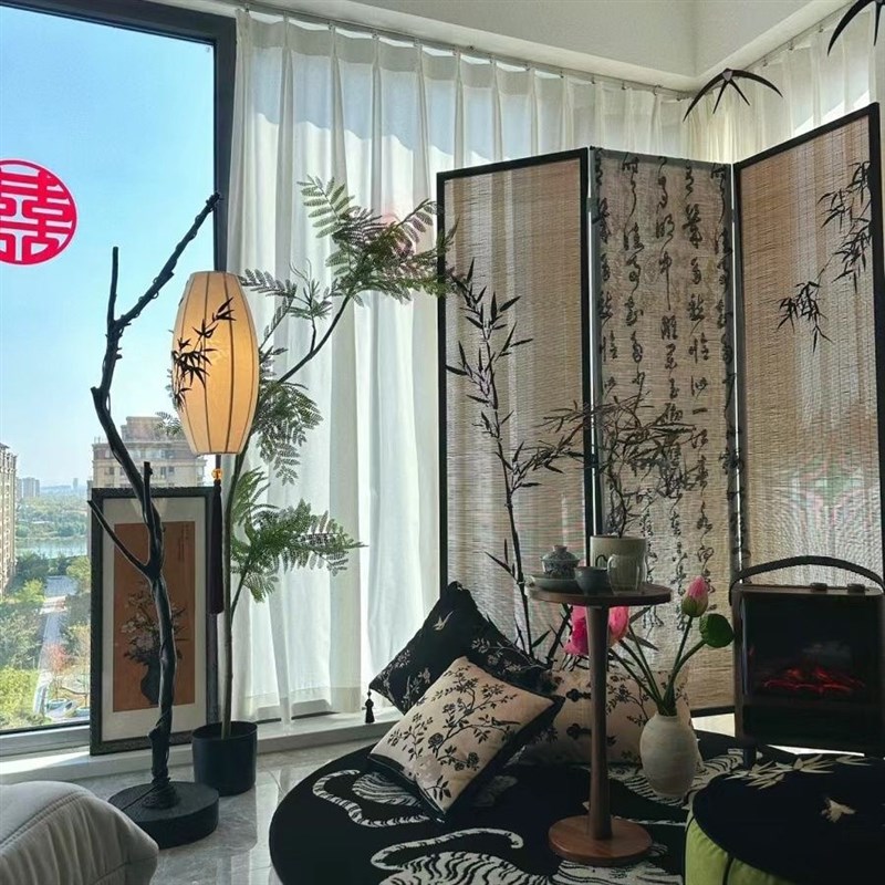灯架网红新中式灯架室内装饰灯架简约落L地灯架树枝灯树枝落地灯