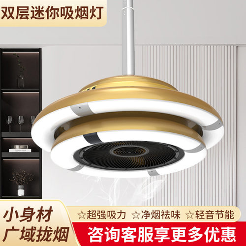 油烟净化灯抽吸烟灯棋牌室空气净化器灯免打孔麻将桌灯吸顶吊灯