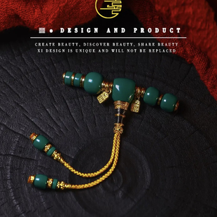 高瓷玉化松石色三通套装线束k金保色万能轴古法工艺文玩三通配饰