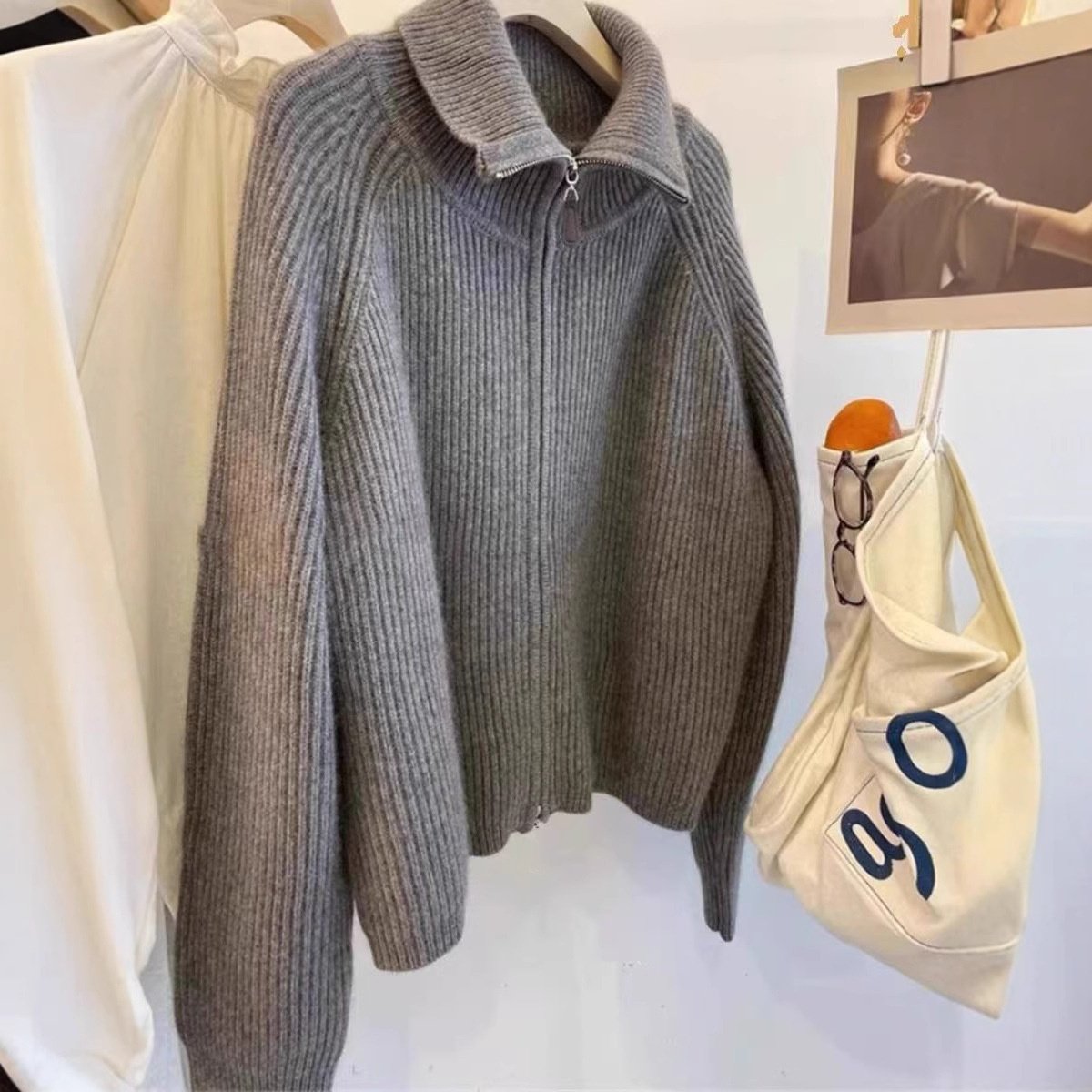 重磅秋冬新款羊毛衫女开衫100拉链羊绒翻领毛衣针织宽松外套加厚,女装/女士精品,毛衣,淘宝优惠券,粉丝福利购,淘宝优惠卷