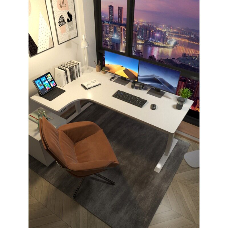 书桌家用电动升降桌型简约办公桌书房卧室拐角电脑桌台式