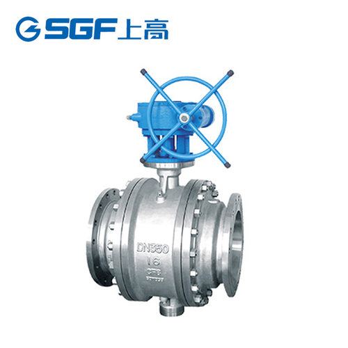 不锈钢固定球阀 Q347F-16P DN350手动涡轮式软密封工业法兰球阀