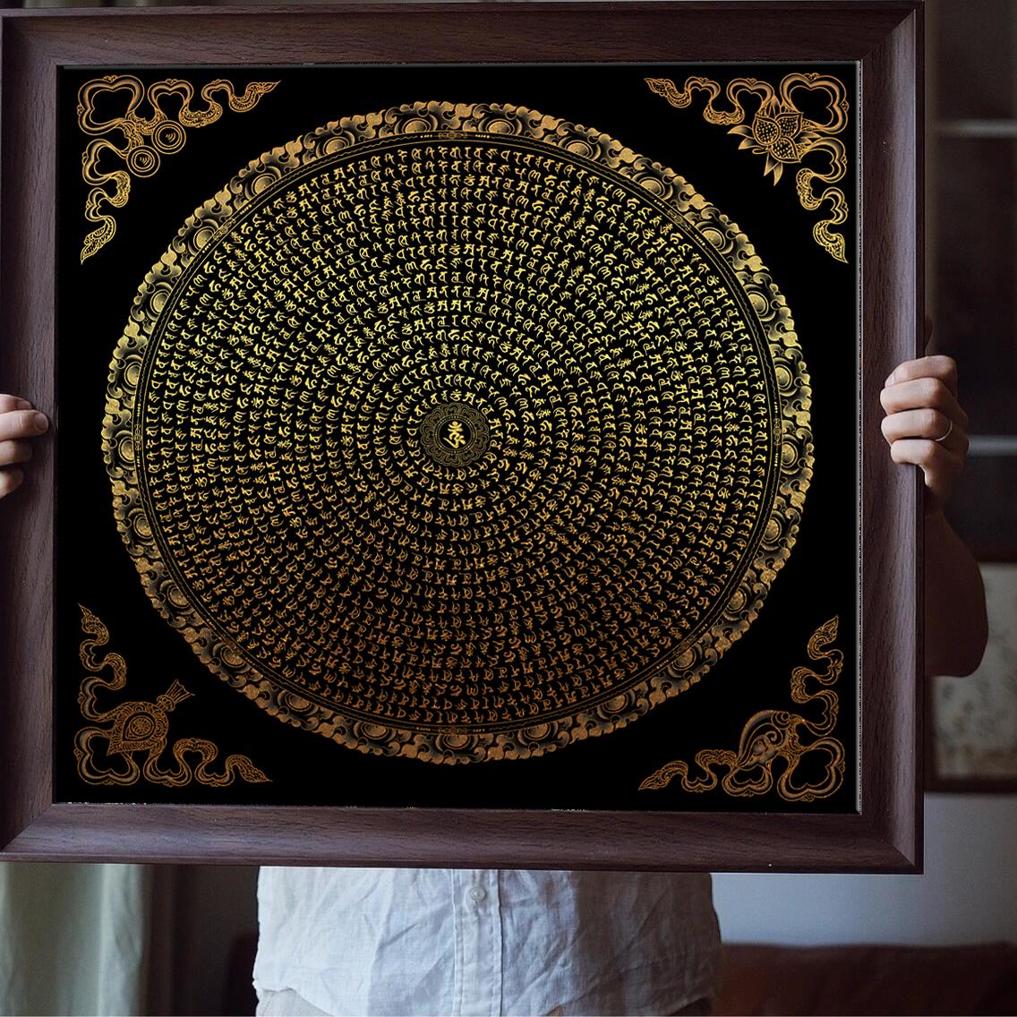 楞严咒唐卡手绘diy中国非遗手工涂色填色画成人解压数字油画