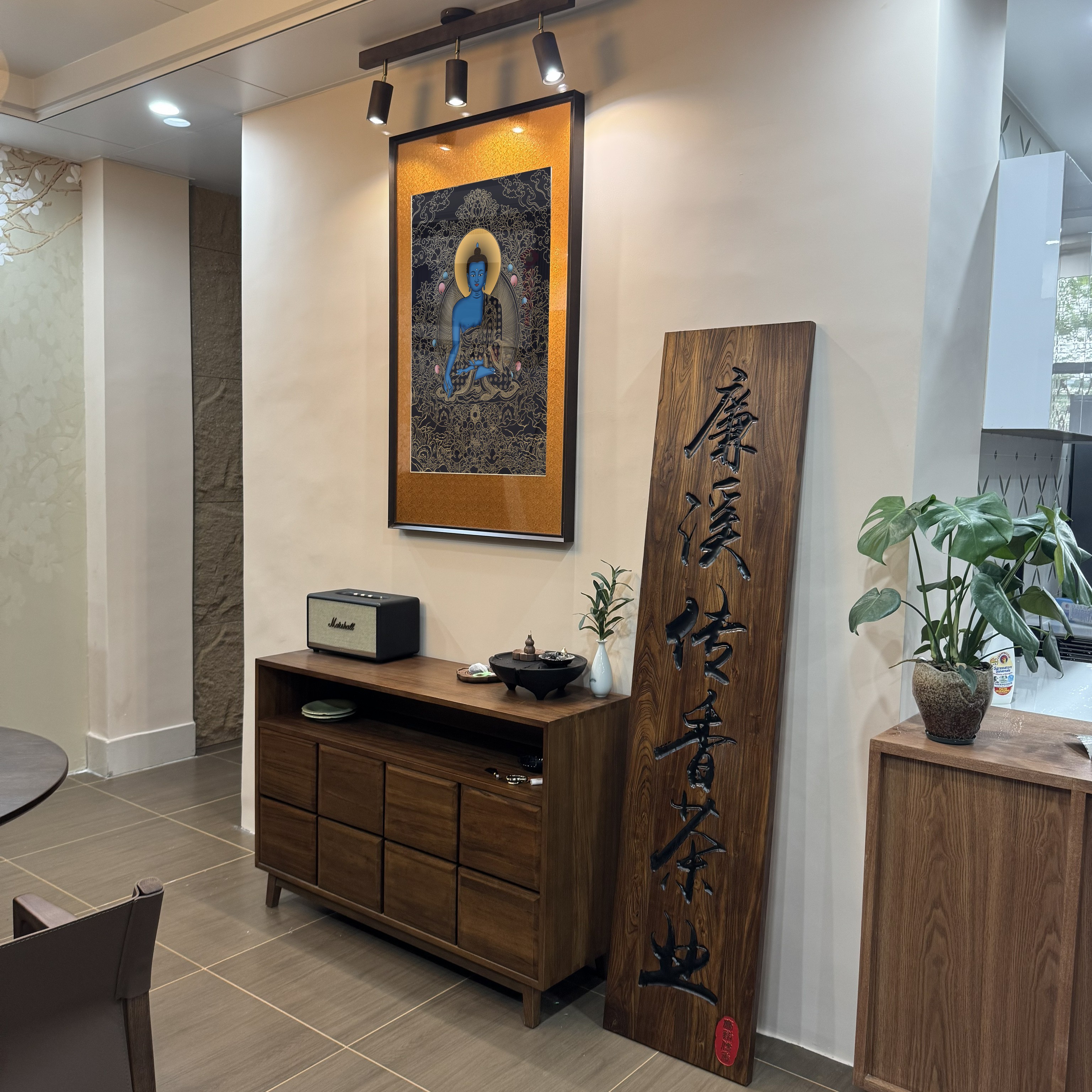 药师佛唐卡手绘白描底稿图片