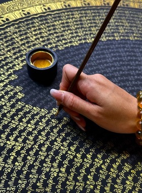 唐卡手绘diy六字真言西藏挂画装饰成人手工画画涂色礼物数字油画