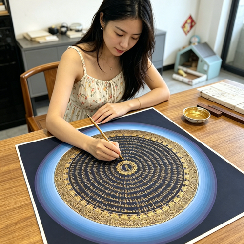 药师佛坛城唐卡手绘diy填色挂画零基础成人手工礼物数字油画西藏