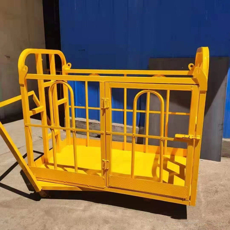 建筑工地维修工用吊车吊篮高空作业双人工作吊车吊篮