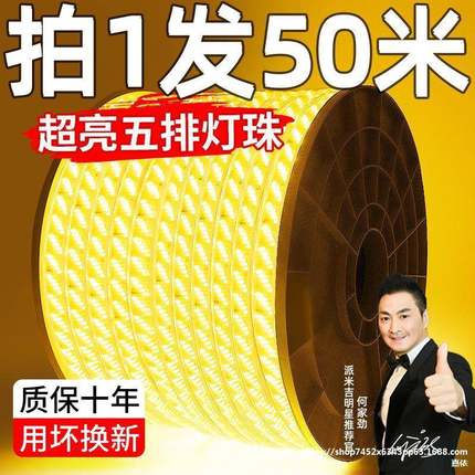 220v灯带户外防水led客厅屋檐外墙氛围室外工程高压暖光暖色灯条