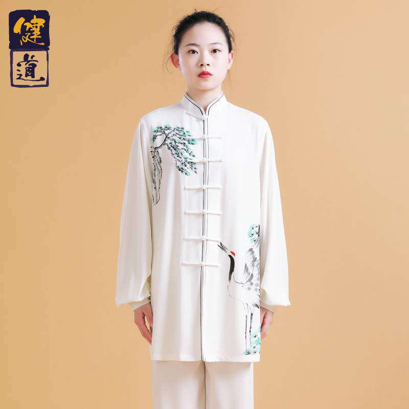 太极服装女新款手绘武术表演训练服男中国风太极拳练功服春秋健道