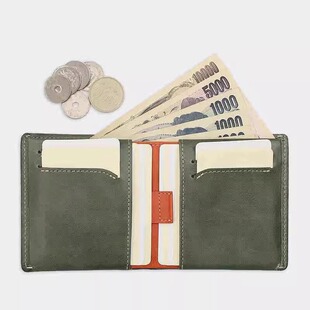 MOONLIGHT MORIA钱包日式风格真皮质感女短款手工零钱卡包一体包