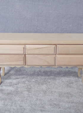 1:12娃娃屋dollhouse迷你家具书房微场景模型摆件diy素坯抽屉桌子