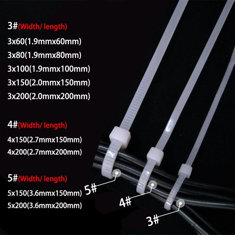 推荐100pcs white cable ties Zip Plastic Nylon Tie Fasten Sel