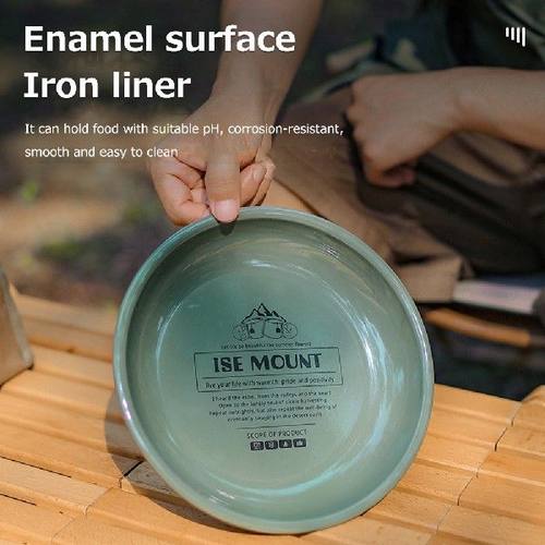 Outdoor Enamel Dinner Plate Round Large Capacity Camping