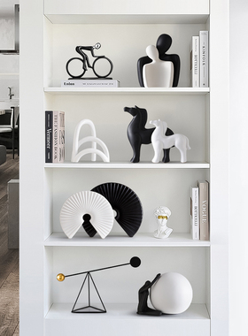 简约现代进门客厅卧室抽象艺术品酒柜玄关柜书柜书架软装饰品摆件