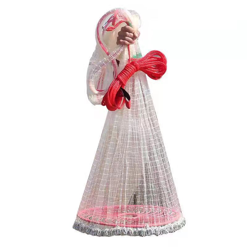 飞盘式撒网手抛网新款柔丝焊接铁链条捕鱼网旋网甩网渔网加粗户外