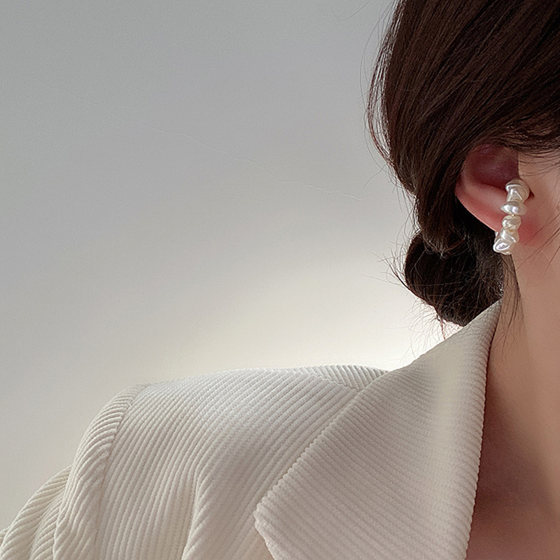 极速French Pearl Ear Bone Clip Women Fake Piercing Ear Cuff