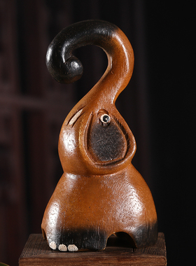 泰国进口实木小象摆件东南亚手工艺品吉祥小象摆件创意卡通木雕