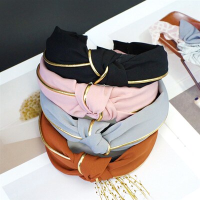 好货New Solid Color Headband Knot Hair Hoop for Women Simple