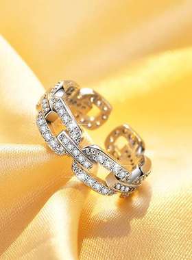 Chain simple ring full of diamonds womens ring jewelry fash