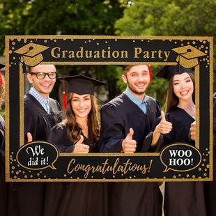 1Pcs Black Gold Graduation Frame Graduation Party Booth Prop
