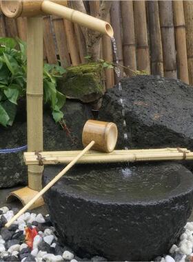 极速竹子流水摆件 禅意 竹流水 日式庭院 假山石槽居家流水摆件