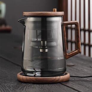 木把透黑玻璃茶水分离飘逸杯冲茶器家用高硼硅玻璃一键过滤泡茶杯