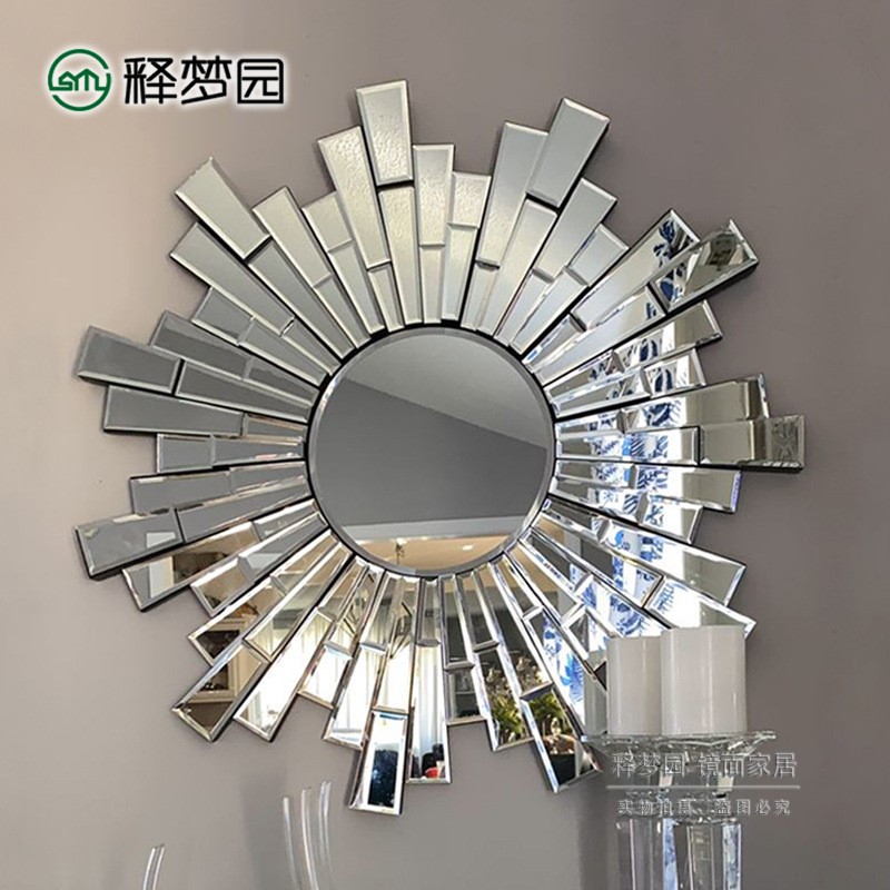 立体挂镜 装饰镜 玄关镜 浴室镜 穿衣镜 化妆镜 欧式 圆形 0519