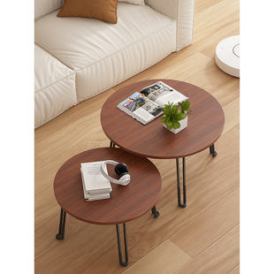 便携式可折叠小圆桌方桌实木茶几客厅沙发边几角几家用