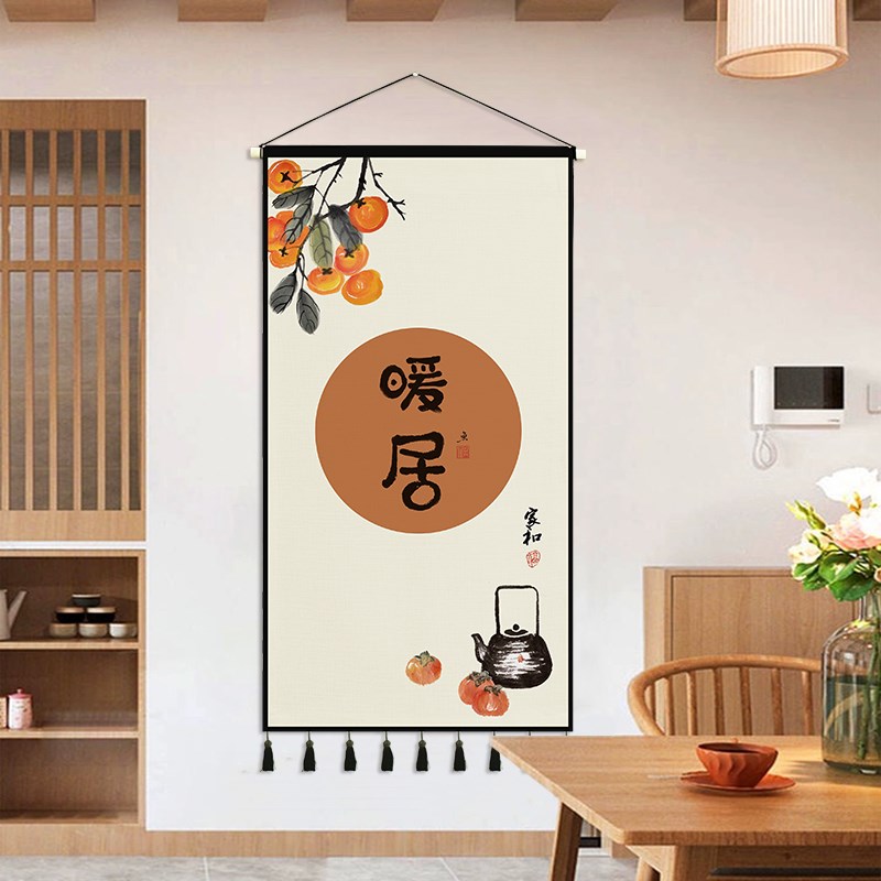 布艺挂画装饰画新中式墙壁v背景布电表箱遮挡帘布帘遮丑画定制图图片