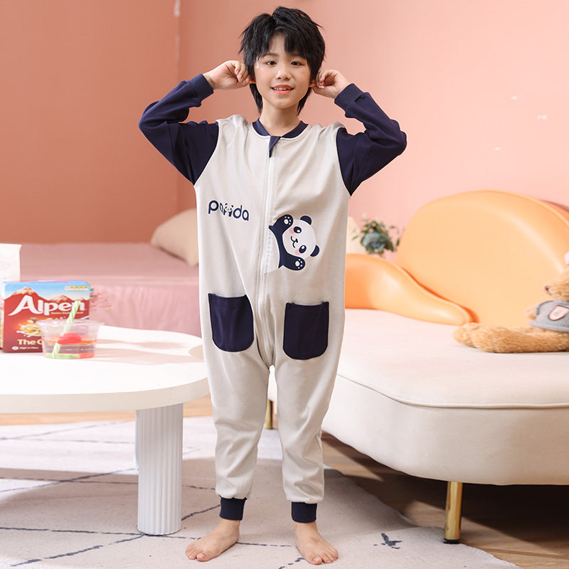 儿童家居服连体衣中大童分腿睡袋