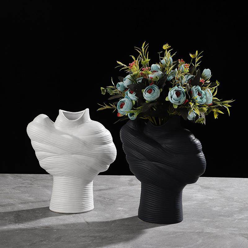 简约现代ins扭曲不规则陶瓷摆件轻奢样板间艺术花插花瓶花器,橡塑材料及制品,工业陶瓷,淘宝优惠券,粉丝福利购,淘宝优惠卷