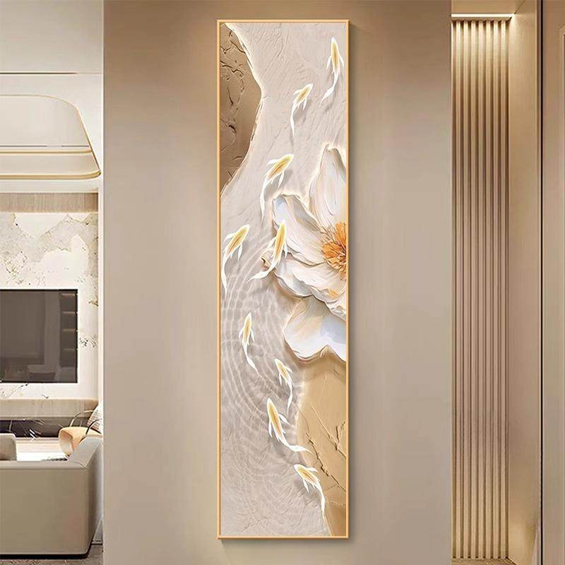 进门鱼图窄长条玄关装饰画正对门竖版壁画入户走廊尽头过道挂画,家居饰品,现代装饰画,淘宝优惠券,粉丝福利购,淘宝优惠卷