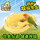 鹦鹉双食碗悬挂式 双格鹦鹉食盆鸟禽喂食器防溅防撒透明鸟笼配件