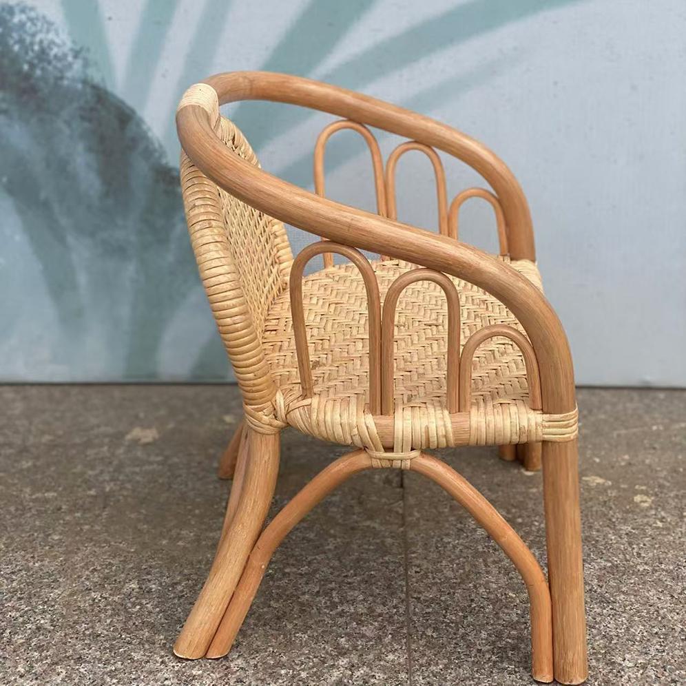 真藤扶手小藤椅子靠背椅藤椅单人家用餐椅儿童椅小孩椅子