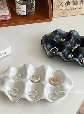 北欧陶瓷收纳托盘摆件桌面玄关钥匙置物收纳盘首饰戒指饰品展示盘