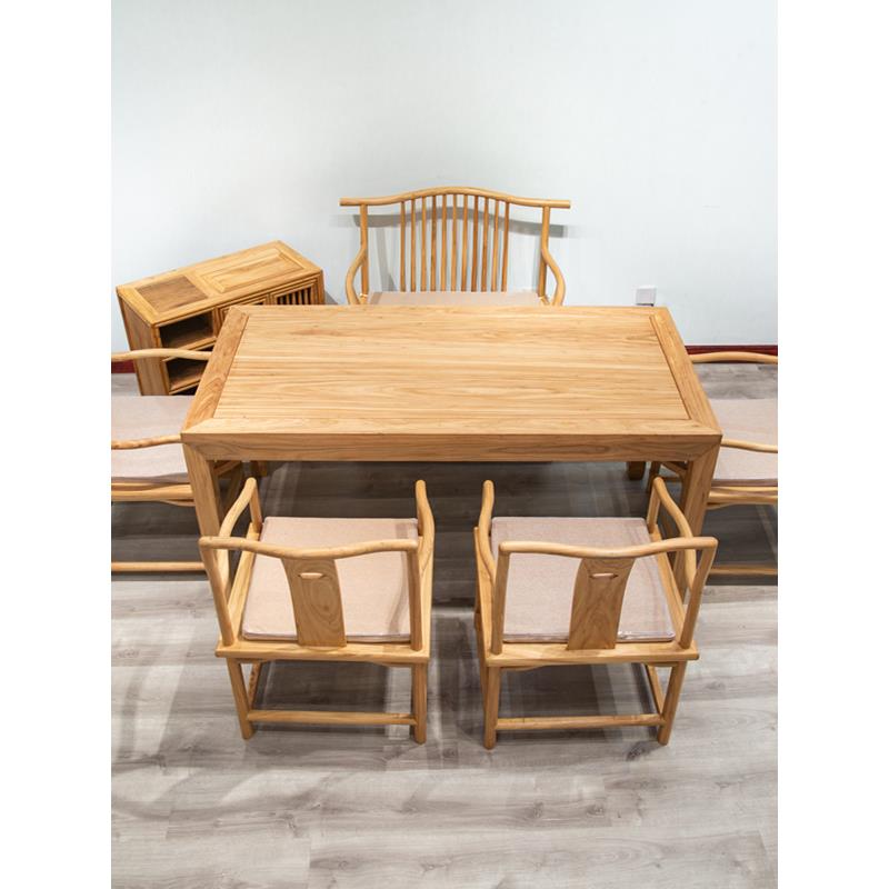 新中式茶几和椅子组合老榆树实木茶几功夫茶几现代简约茶几家用小