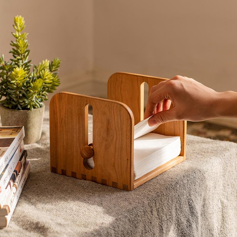 掬涵实木升降纸巾架创意餐巾纸架客厅民宿酒店饭厅卫生纸盒压纸座