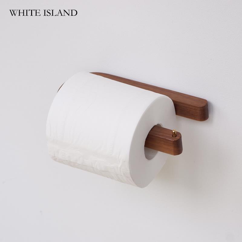实木厕纸架纸盒置物架免打孔卫生间纸巾架厕所纸巾盒胡桃木卷纸架
