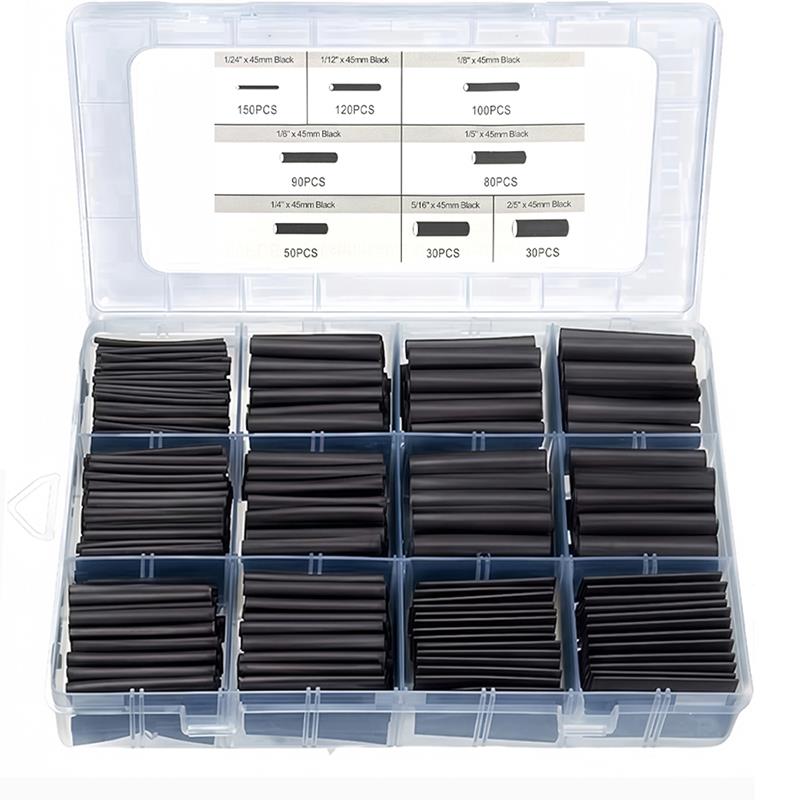 650pcs阻燃热缩套管电线 线保护套绝缘热缩管盒装黑色热缩管套装