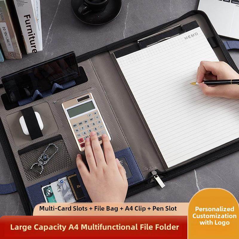 现货A4拉炼袋家庭顾问销售文件夹谈单文件夹皮革扣活页文件管理器