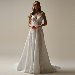 法式 新娘婚纱高级感显瘦露背蕾丝 复古出门纱影楼主题婚纱2025新款